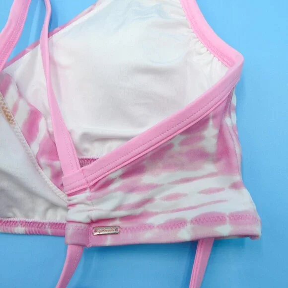 Victorias Secret Large Pink Tie Dye Cutout Wrap Style Bikini Top Padded Swim New - Picture 10 of 10